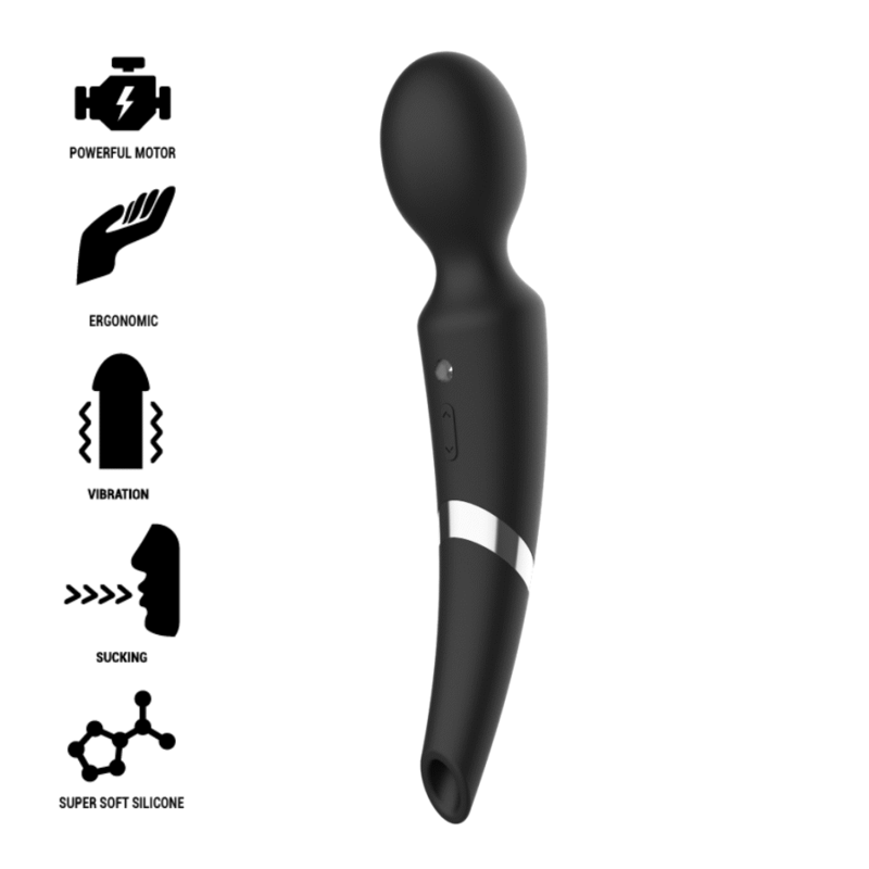 BLACKSILVER - BECK RECHARGEABLE SILICONE MASSAGER AND SUCTION BLACK