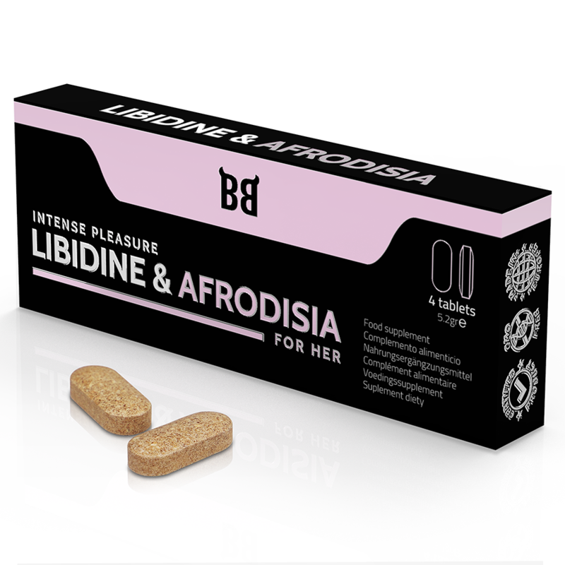BLACK BULL - LIBIDINE  AFRODISIA INTENSE PLEASURE FOR HER 4 TABLETS